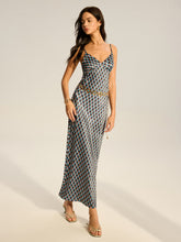 Vintage Print Spaghetti Strap Maxi Dress