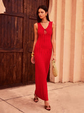 Lace-Up Front Knit Maxi Dress