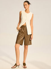 PU Leather Bermuda Shorts