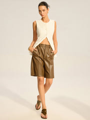 PU Leather Bermuda Shorts