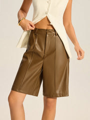 PU Leather Bermuda Shorts