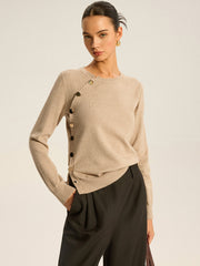 Asymmetric Button Knit Top