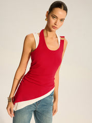 Asymmetric Layered Halter Top
