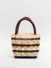 Striped Wooden Beaded Tote Bag