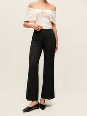 Stretchable Flared Pants with Front Seams