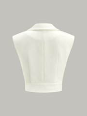 Cropped Wide-Shoulder Waist-Cinching Blazer Vest