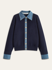 Denim Collar Buttoned Sweater