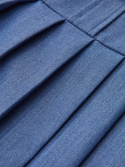 Metal Button Halter Neck Pleated Dress