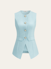 Tweed Pearl Blazer Vest and Mini Skirt Set