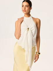 Halter-Neck Top with Draped Front