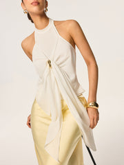 Halter-Neck Top with Draped Front