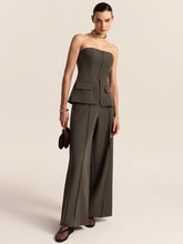 Strapless Top and Wide-Leg Pants Set