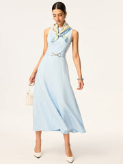 Belted Sleeveless Midi Dress
