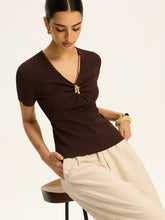 Metal Detail Ribbed Knit Top