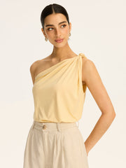 One-Shoulder Ruched Knit Top