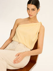 One-Shoulder Ruched Knit Top