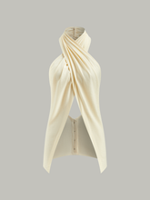 Semi-Sheer Cross-Halter Neck Wrap Top