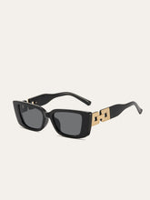 Rectangular Sunglasses with Gold Decorative Hinges