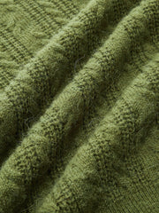 Cable-Knit Mock Neck Short-Sleeve Sweater Top