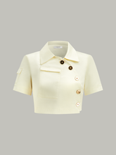 Asymmetric Button Cropped Blouse