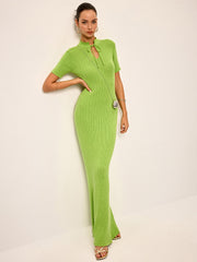 Tie-Neck Knit Maxi Dress