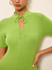 Tie-Neck Knit Maxi Dress