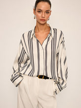 Oversized Satin Striped Shirt with Cut-Out Back Detail