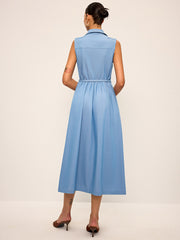 Belted Sleeveless Shirt Midi Dress