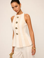 Striped Sleeveless Peplum Top