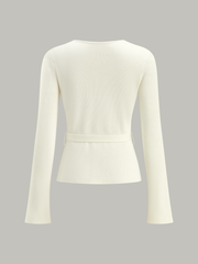 Belted V-Neck Knit Cardigan