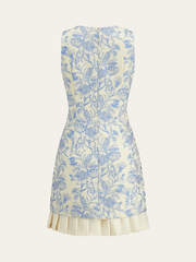 Floral Printed Sleeveless Dress with Pleated Hem
