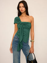 One-Shoulder Top with Knot and Draped Detail