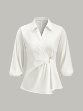 Asymmetric Wrap Shirt with Metal Buckle