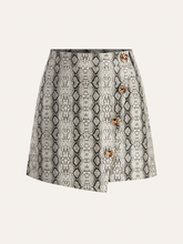 Snake Print Asymmetric PU Leather Mini Skirt