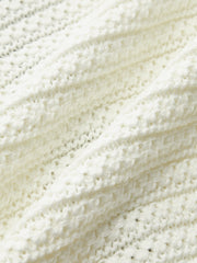 Button Striped Trim Knit Vest