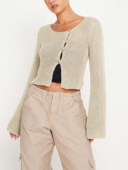 Oblique Buttoned Long Sleeve Cardigan