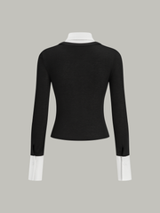 2 in 1 Contrast Collar and Cuff Shirt