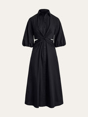 Twist Cut-Out Button Shirt Dress