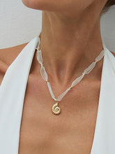 Tulle Beaded Conch Pendant Necklace