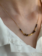Tiger Eye Stone Beaded Necklace with Gold Chain