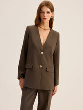 V-Neck Metal Button Blazer