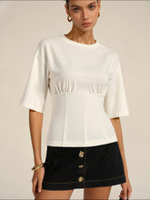 Cinched Waist Half Sleeve Top