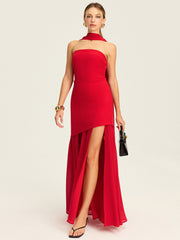 Strapless High-Slit Maxi Dress