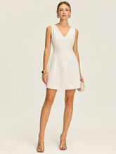 V-Neck Pleated Mini Dress