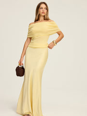 Off-Shoulder Ruched Knit Top