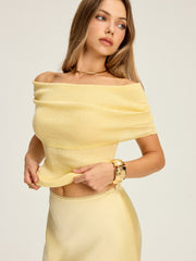 Off-Shoulder Ruched Knit Top