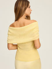 Off-Shoulder Ruched Knit Top