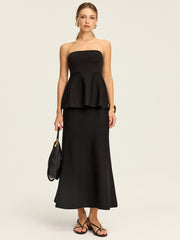 Knit Elastic-Waist Maxi Skirt