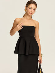 Knit Strapless Peplum Top