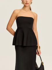 Knit Strapless Peplum Top